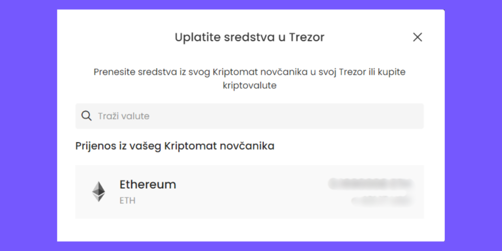 Trezor mjenjačnice Kriptomat